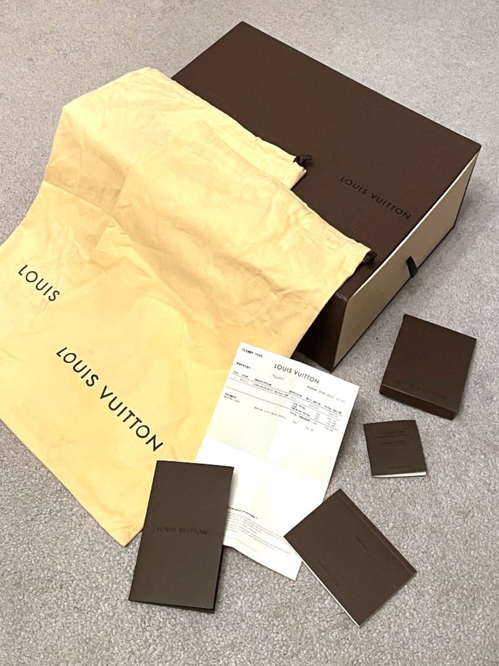 Louis Vuitton Large Shoes Empty Box, 2 Dust Bags, Extra Laces, Booklets, Receipt